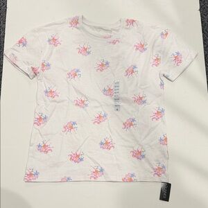 Girls' White Unicorn Print Short Sleeve Tee